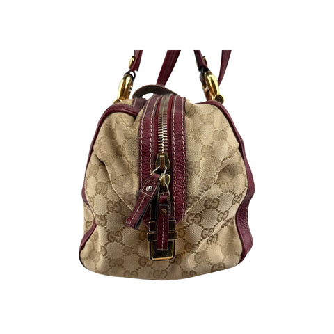 Gucci Beige/Red GG Canvas Aviatrix Medium Boston Bag