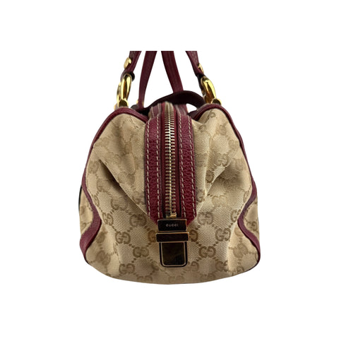 Gucci Beige/Red GG Canvas Aviatrix Medium Boston Bag