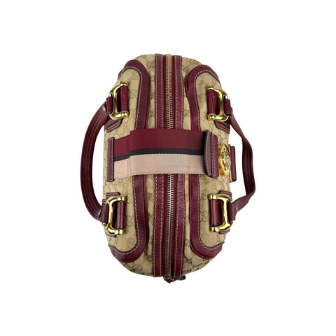 Gucci Beige/Red GG Canvas Aviatrix Medium Boston Bag