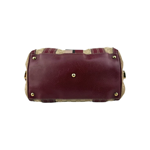 Gucci Beige/Red GG Canvas Aviatrix Medium Boston Bag