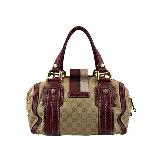 Gucci Beige/Red GG Canvas Aviatrix Medium Boston Bag