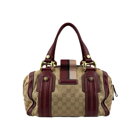 Gucci Beige/Red GG Canvas Aviatrix Medium Boston Bag