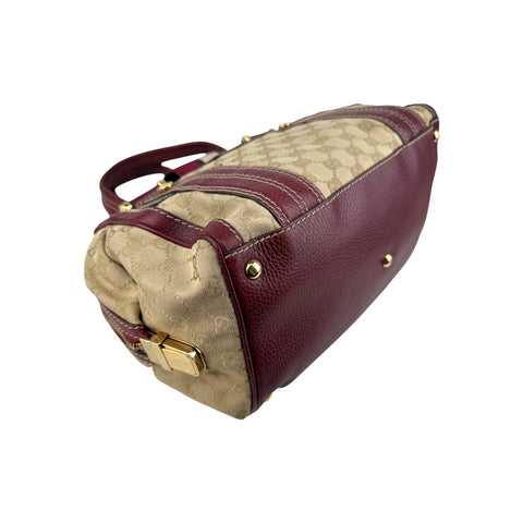 Gucci Beige/Red GG Canvas Aviatrix Medium Boston Bag