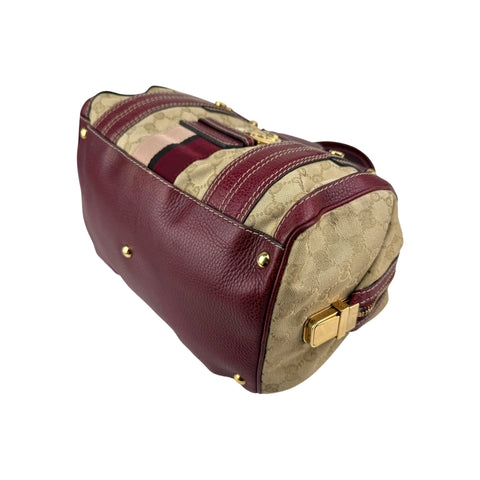 Gucci Beige/Red GG Canvas Aviatrix Medium Boston Bag