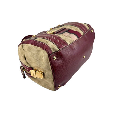 Gucci Beige/Red GG Canvas Aviatrix Medium Boston Bag