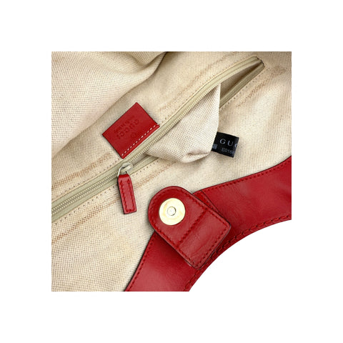 Gucci Beige/Red GG Canvas Medium Sukey Tote Bag