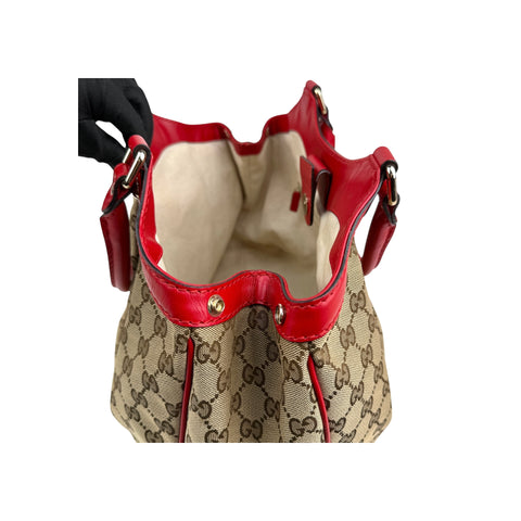 Gucci Beige/Red GG Canvas Medium Sukey Tote Bag