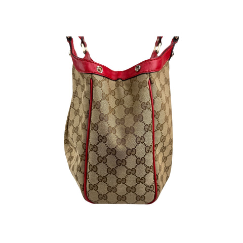 Gucci Beige/Red GG Canvas Medium Sukey Tote Bag