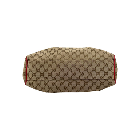 Gucci Beige/Red GG Canvas Medium Sukey Tote Bag