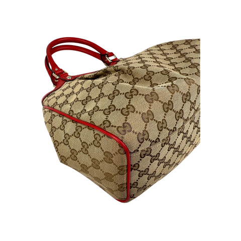 Gucci Beige/Red GG Canvas Medium Sukey Tote Bag