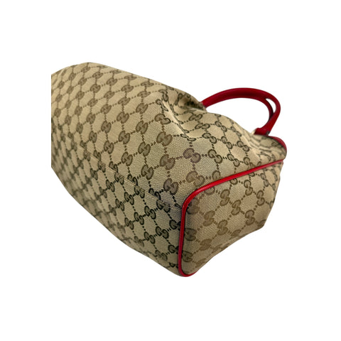 Gucci Beige/Red GG Canvas Medium Sukey Tote Bag