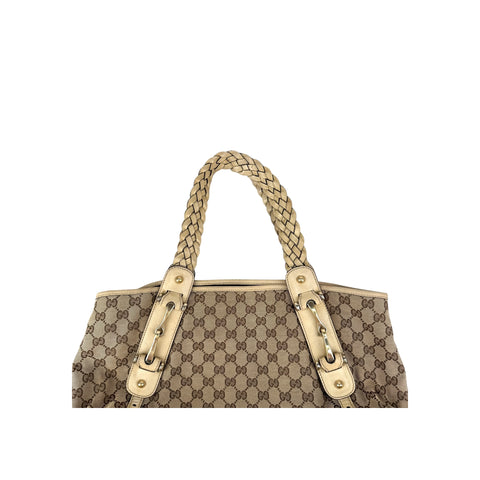 Gucci Beige/White GG Canvas Pelham Medium Shoulder Bag