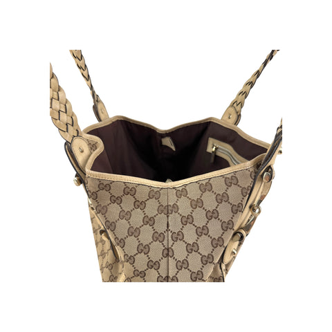 Gucci Beige/White GG Canvas Pelham Medium Shoulder Bag