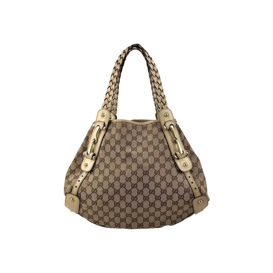 Gucci Beige/White GG Canvas Pelham Medium Shoulder Bag
