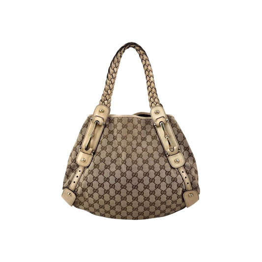 Gucci Beige/White GG Canvas Pelham Medium Shoulder Bag
