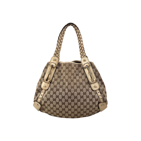 Gucci Beige/White GG Canvas Pelham Medium Shoulder Bag