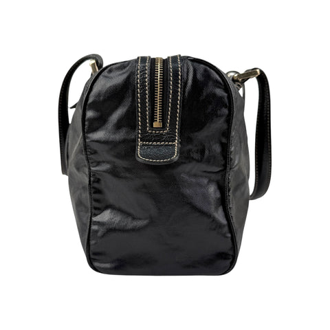 Gucci Black Dialux Britt Medium Boston Bag