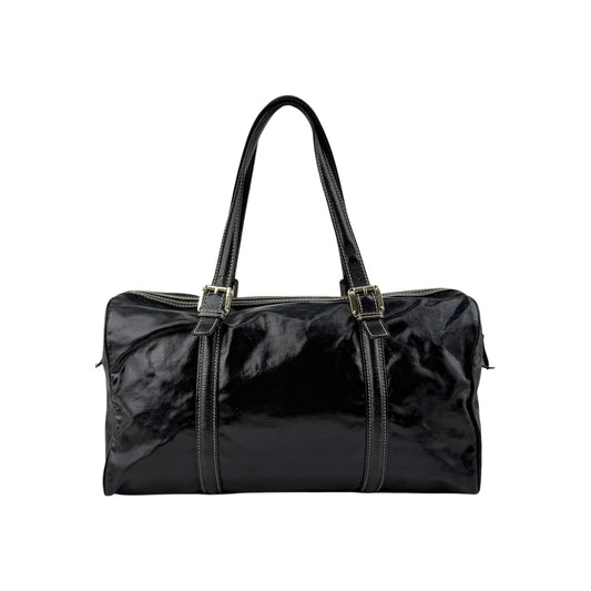 Gucci Black Dialux Britt Medium Boston Bag