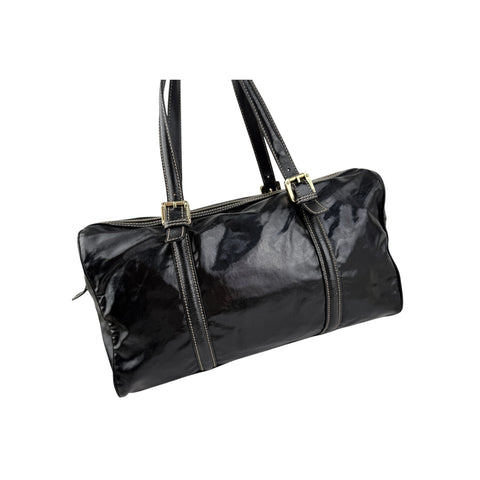 Gucci Black Dialux Britt Medium Boston Bag