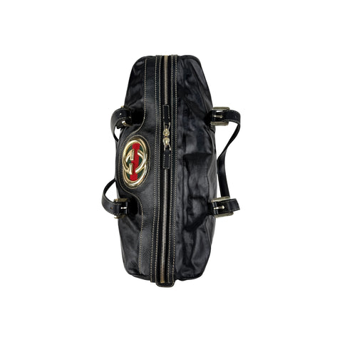Gucci Black Dialux Britt Medium Boston Bag