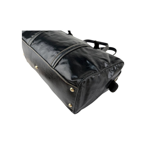 Gucci Black Dialux Britt Medium Boston Bag