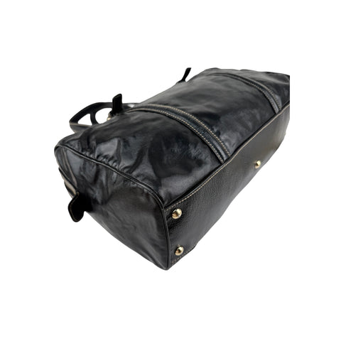 Gucci Black Dialux Britt Medium Boston Bag