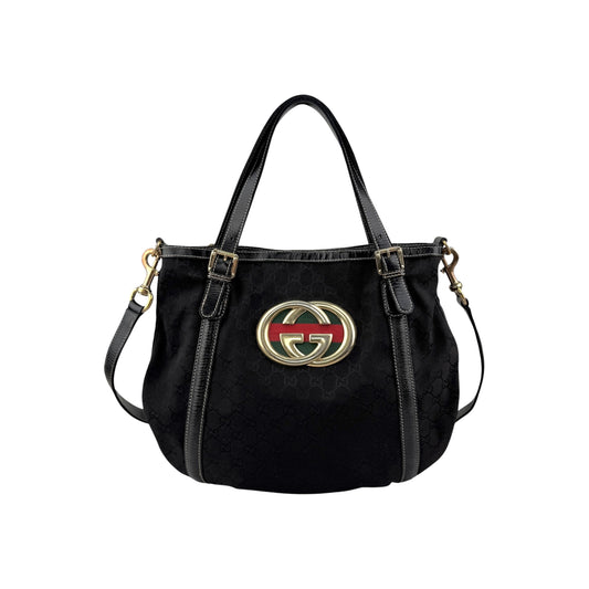 Gucci Black Dialux Coated Fabric Britt Tote Bag