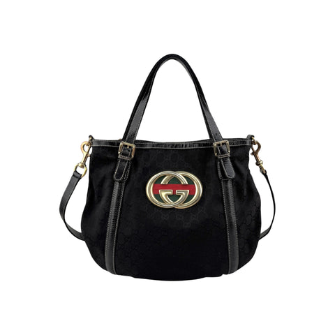 Gucci Black Dialux Coated Fabric Britt Tote Bag