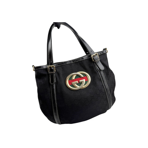 Gucci Black Dialux Coated Fabric Britt Tote Bag
