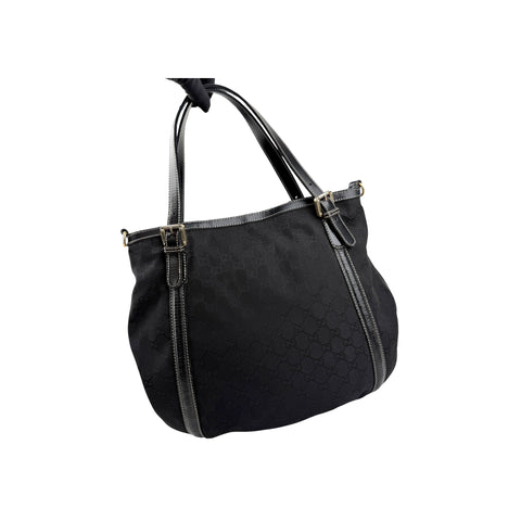 Gucci Black Dialux Coated Fabric Britt Tote Bag