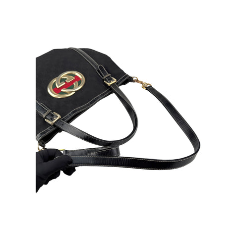 Gucci Black Dialux Coated Fabric Britt Tote Bag