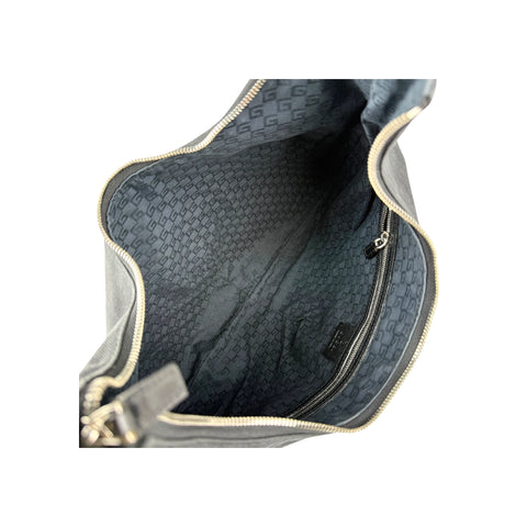 Gucci Black GG Denim Reins Hobo Bag