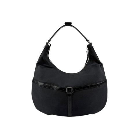 Gucci Black GG Denim Reins Hobo Bag