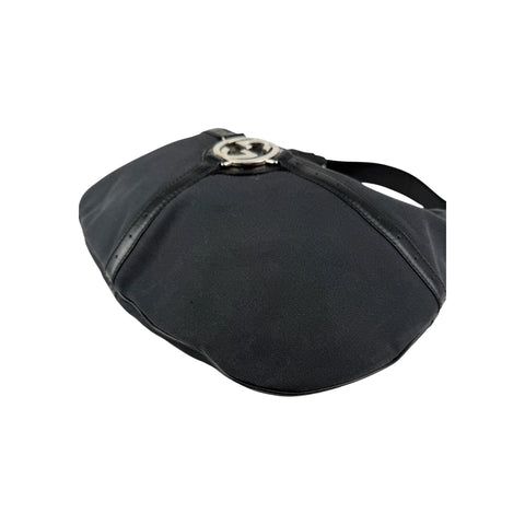 Gucci Black GG Denim Reins Hobo Bag