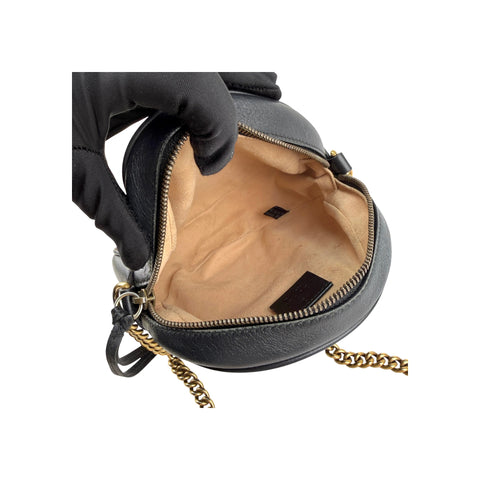 Gucci Black GG Marmont Matelassé Mini Round Bag