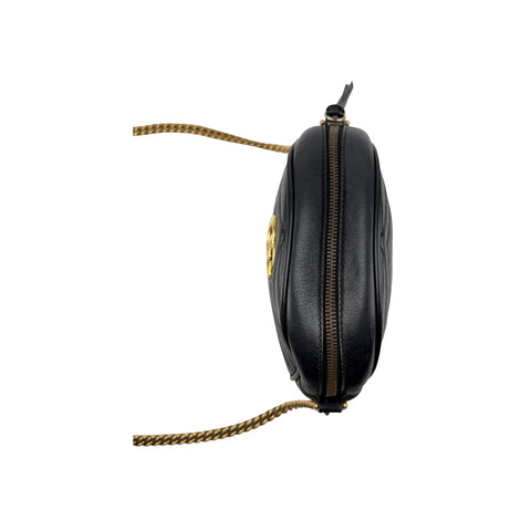 Gucci Black GG Marmont Matelassé Mini Round Bag