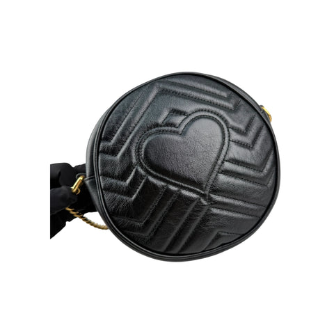 Gucci Black GG Marmont Matelassé Mini Round Bag
