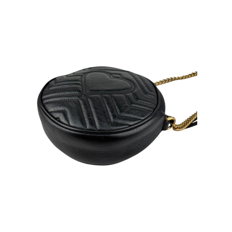 Gucci Black GG Marmont Matelassé Mini Round Bag