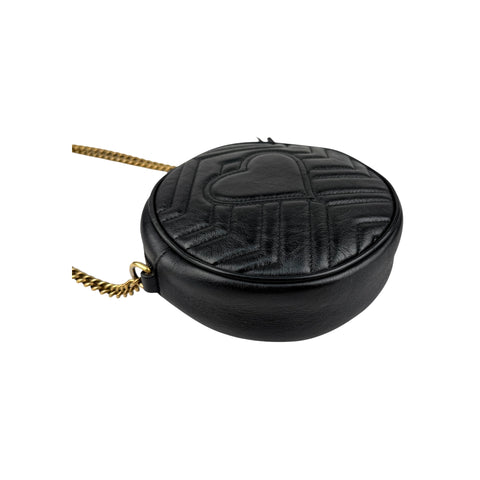 Gucci Black GG Marmont Matelassé Mini Round Bag