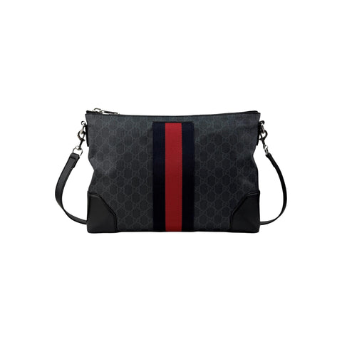 Gucci Black GG Supreme Canvas Crossbody Messenger Bag