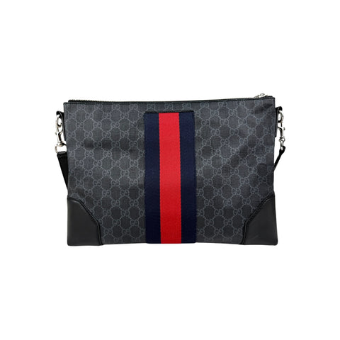 Gucci Black GG Supreme Canvas Crossbody Messenger Bag