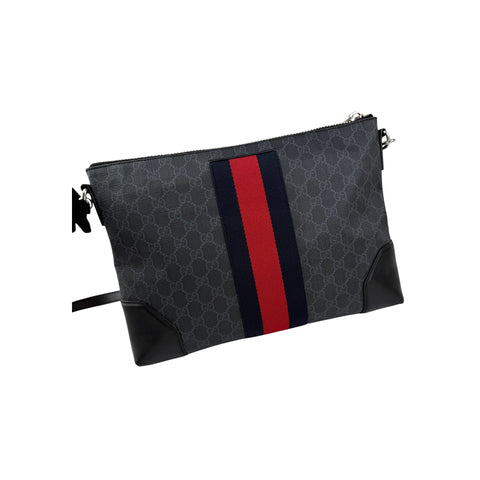 Gucci Black GG Supreme Canvas Crossbody Messenger Bag