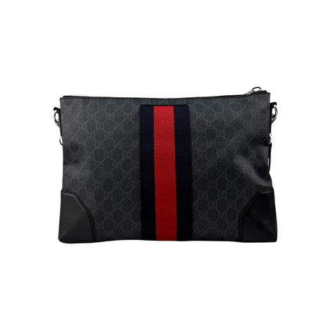 Gucci Black GG Supreme Canvas Crossbody Messenger Bag
