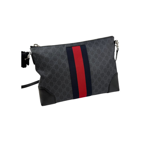 Gucci Black GG Supreme Canvas Crossbody Messenger Bag