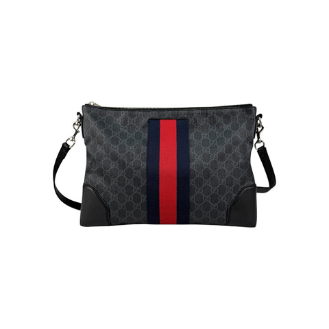 Gucci Black GG Supreme Canvas Crossbody Messenger Bag