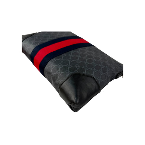 Gucci Black GG Supreme Canvas Crossbody Messenger Bag