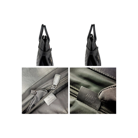 Gucci Black Guccissima Embossed Leather Briefcase Bag