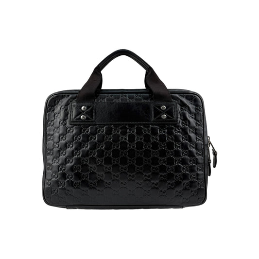Gucci Black Guccissima Embossed Leather Briefcase Bag