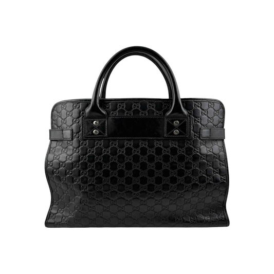 Gucci Black Guccissima Embossed Leather Briefcase Bag
