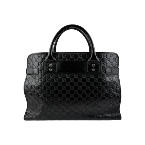 Gucci Black Guccissima Embossed Leather Briefcase Bag